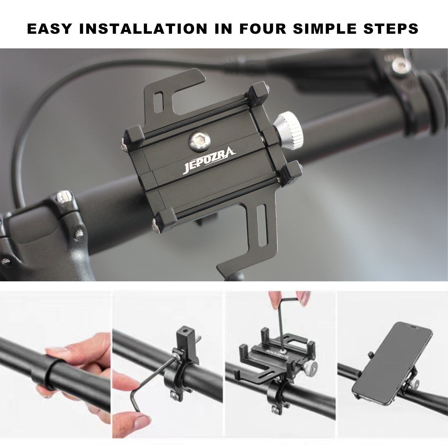 JEPOZRA Bike Phone Mount Motorcycle Phone Mount Bicycle Handlebars